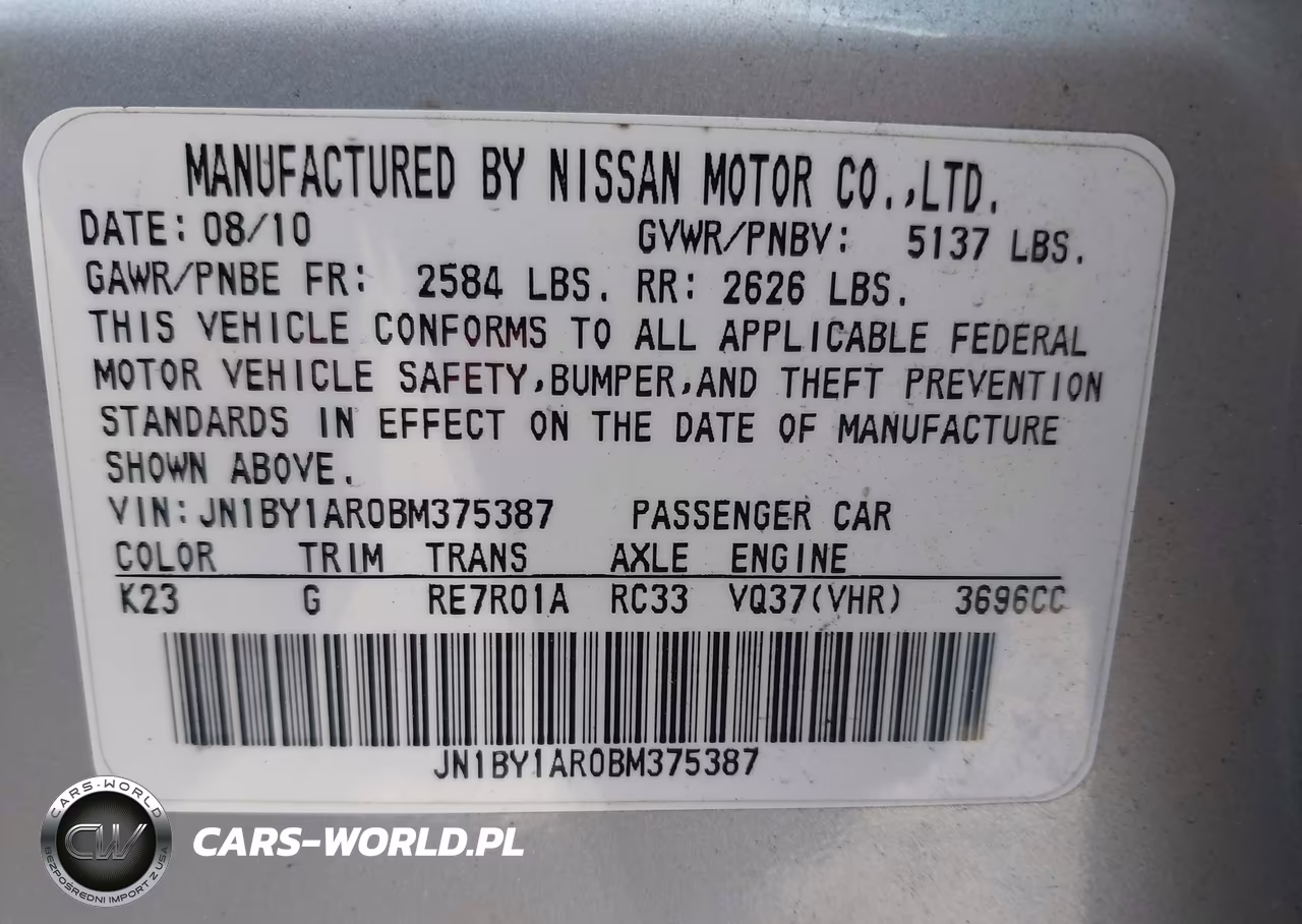 2011 Infiniti M37X VIN:JN1BY1AR0BM375387 - 9