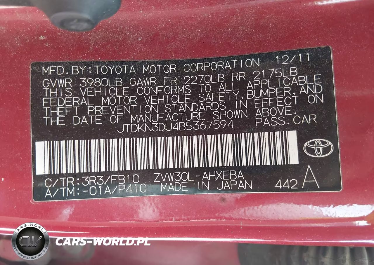 2011 Toyota Prius Three VIN:JTDKN3DU4B5367594 - 9