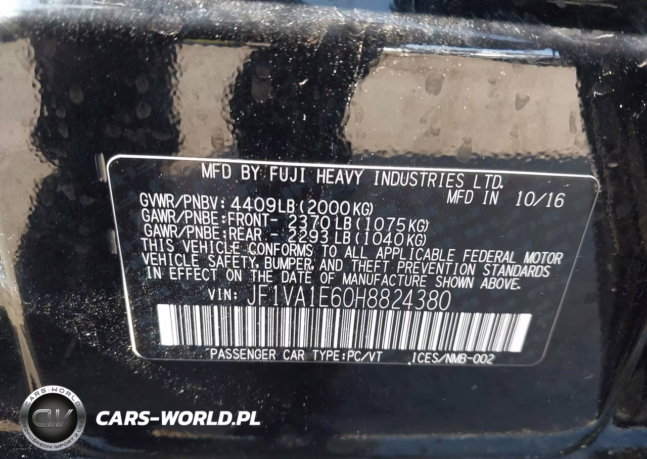 2017 Subaru Wrx Premium VIN:JF1VA1E60H8824380 - 9