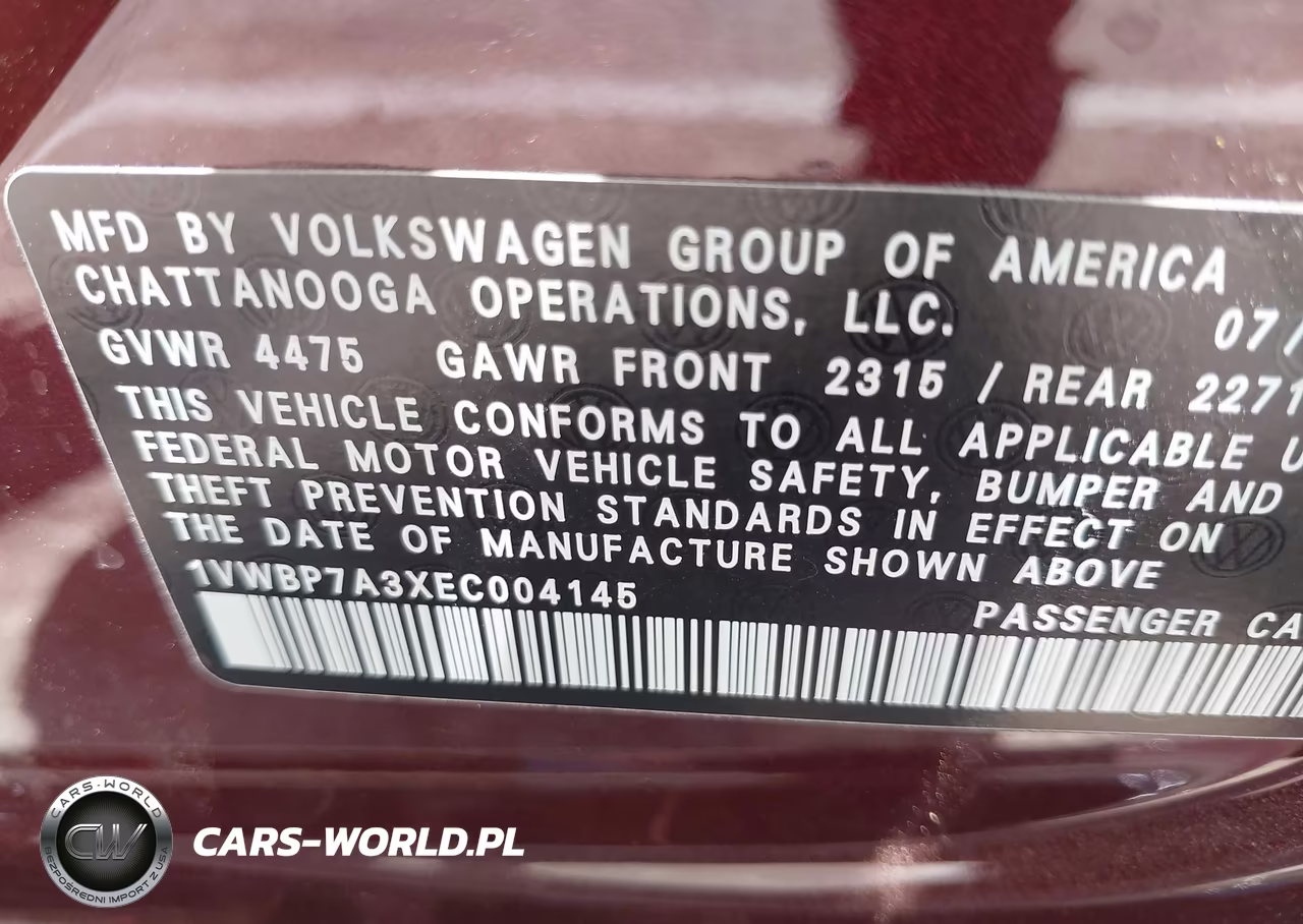 2014 Volkswagen Passat 2.5L Se VIN:1VWBP7A3XEC004145 - 9