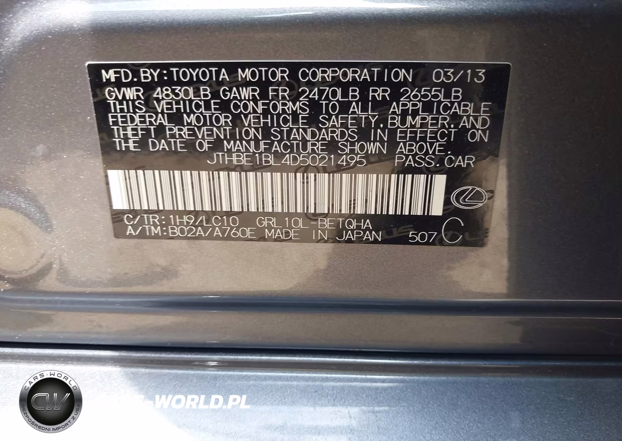 2013 Lexus Gs 350 VIN:JTHBE1BL4D5021495 - 9