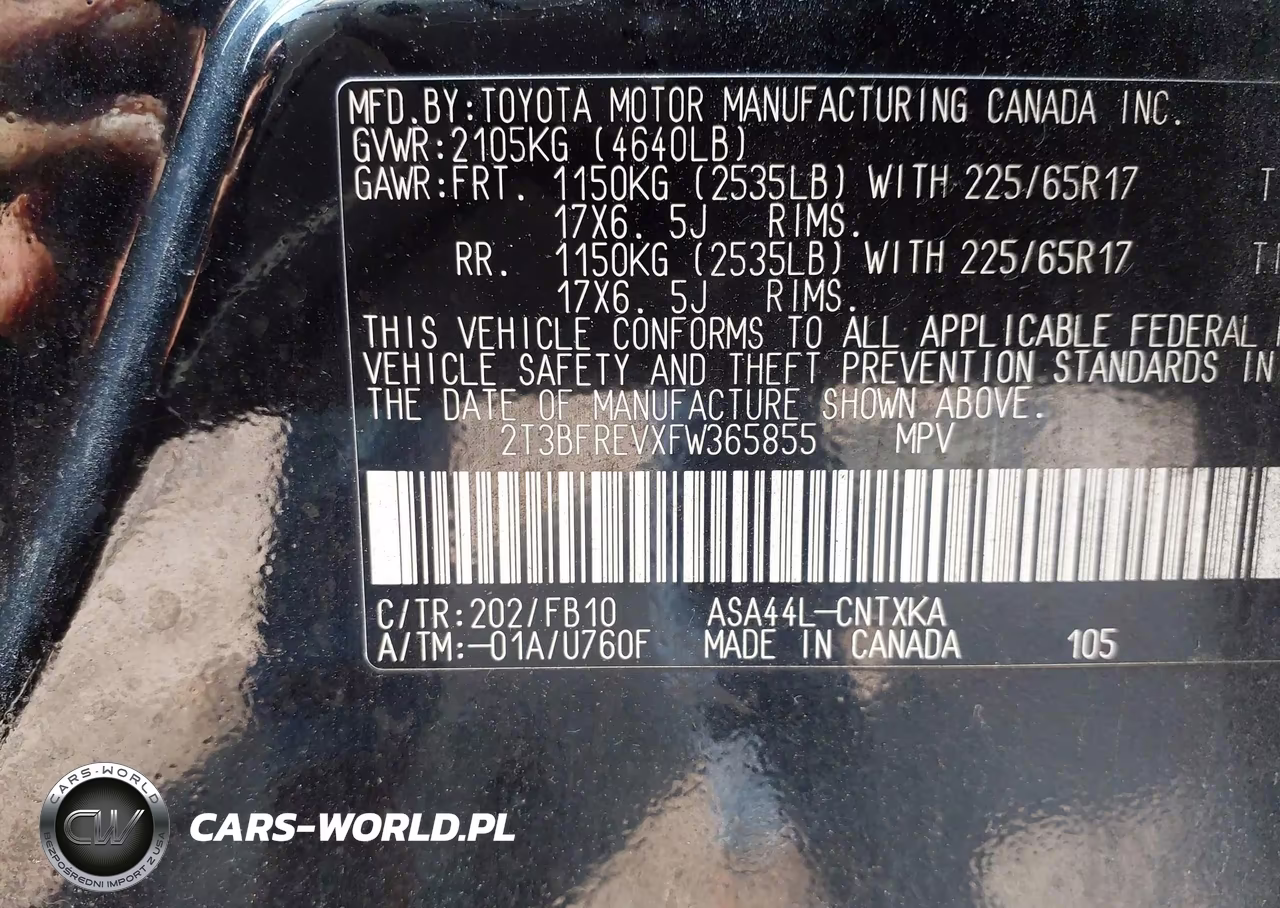 2015 Toyota Rav4 Le VIN:2T3BFREVXFW365855 - 9