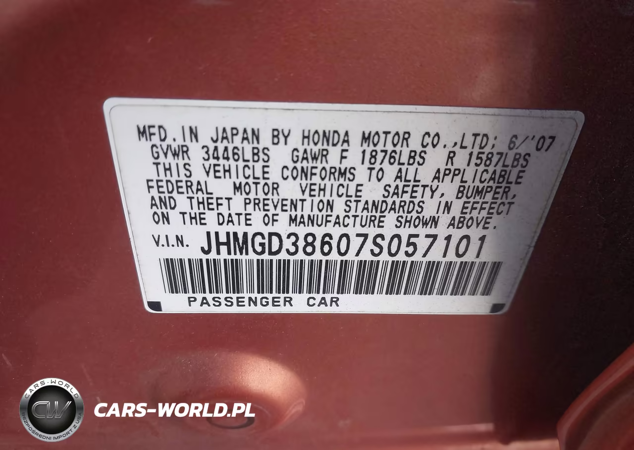 2007 Honda Fit Sport VIN:JHMGD38607S057101 - 9