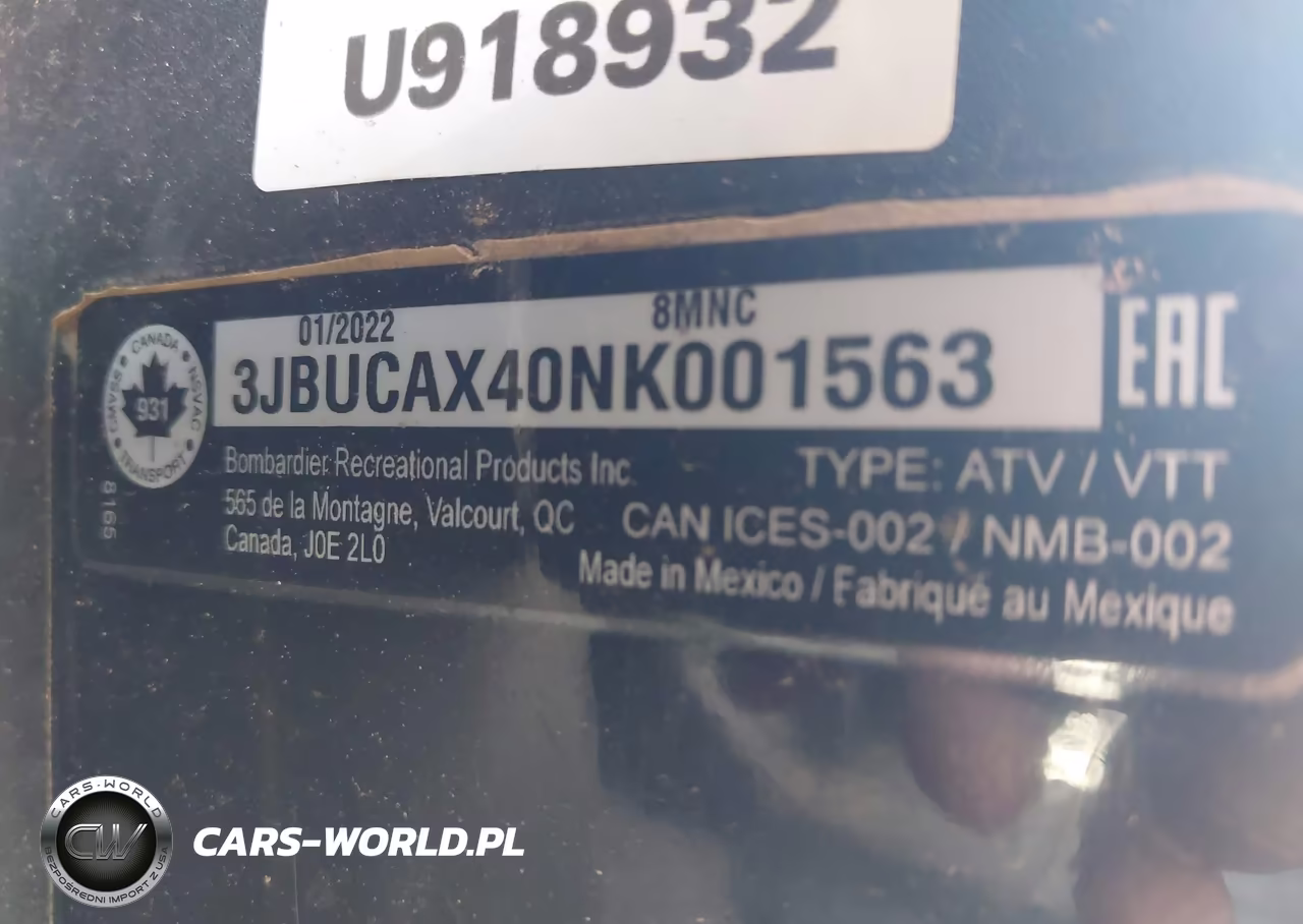 2022 Can-Am Defender Max Xt Hd10 VIN:3JBUCAX40NK001563 - 9