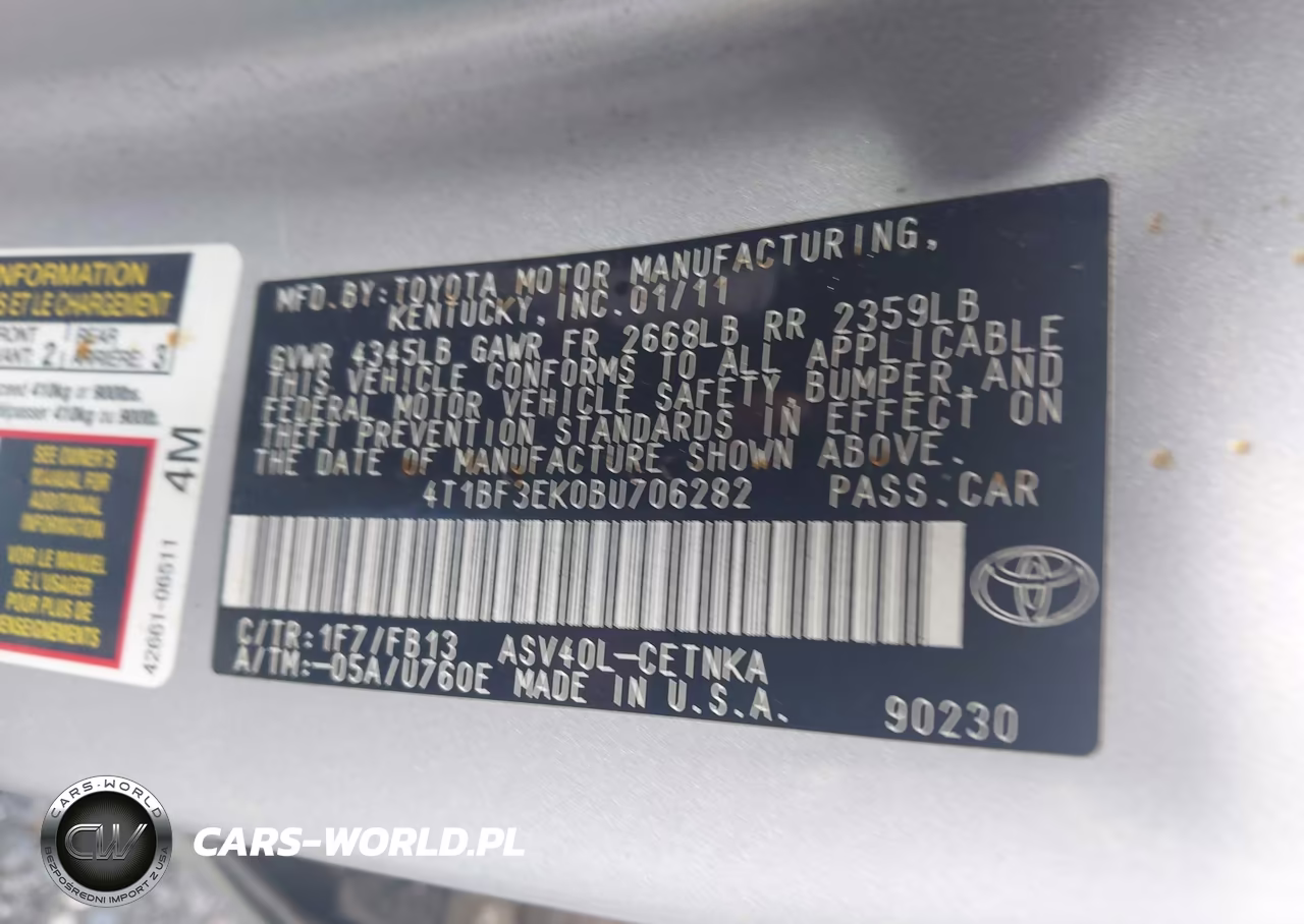 2011 Toyota Camry Le VIN:4T1BF3EK0BU706282 - 9