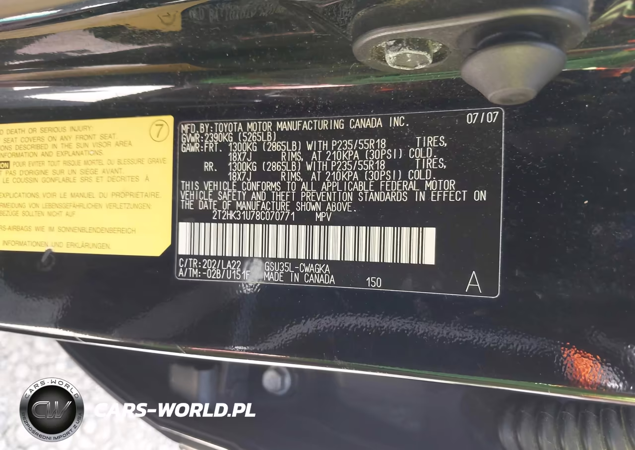 2008 Lexus Rx 350 VIN:2T2HK31U78C070771 - 9