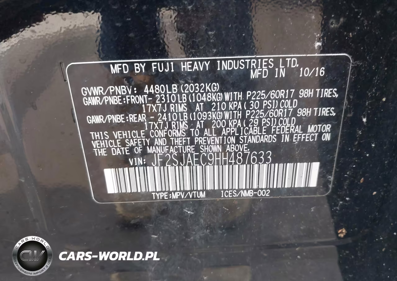 2017 Subaru Forester 2.5I Premium VIN:JF2SJAEC9HH487633 - 9