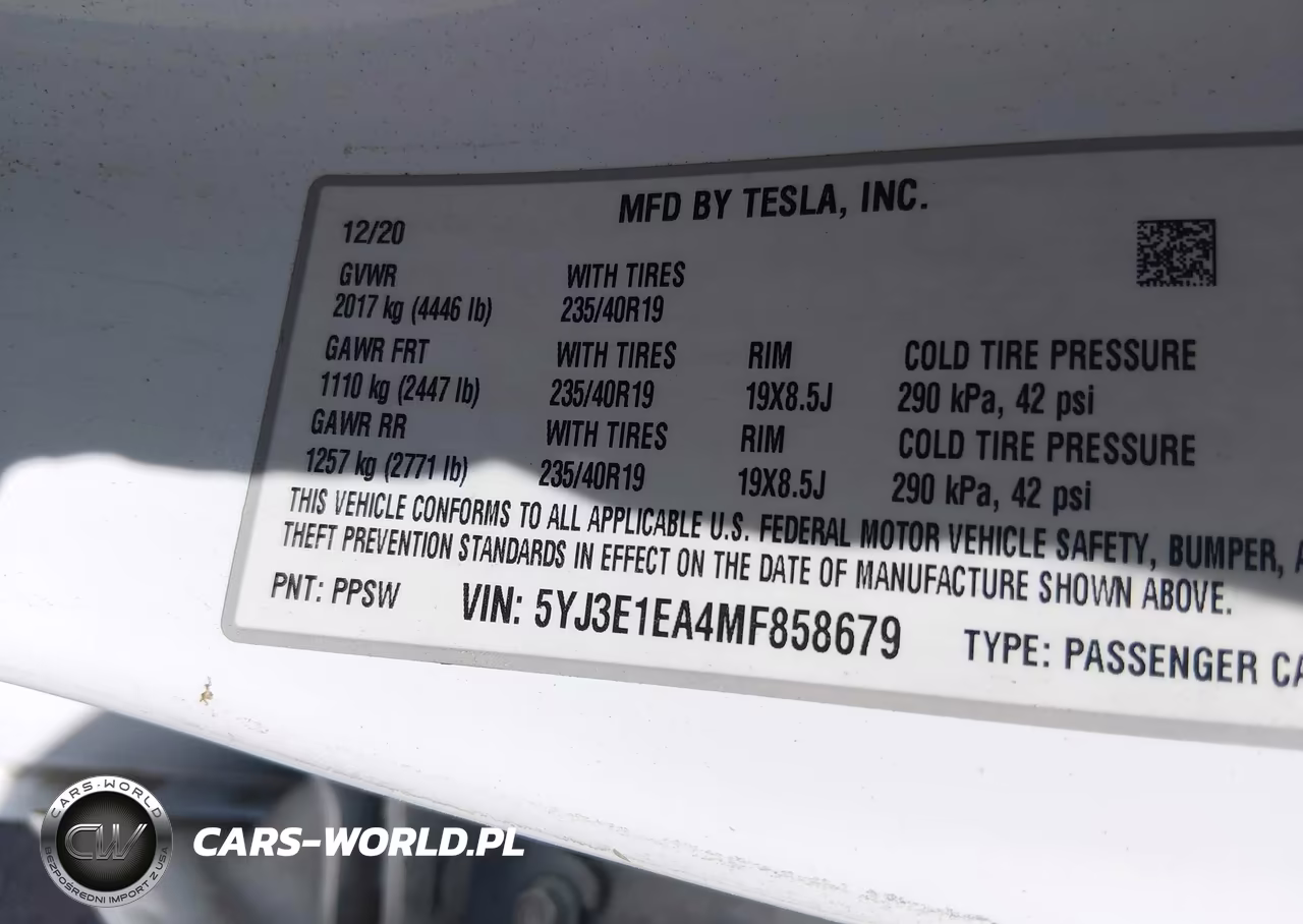 2021 Tesla Model 3 Standard Range Plus Rear-Wheel Drive VIN:5YJ3E1EA4MF858679 - 9