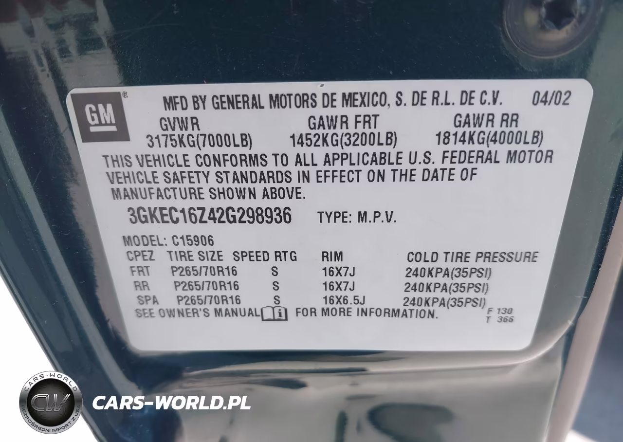 2002 GMC Yukon Xl 1500 Sle VIN:3GKEC16Z42G298936 - 9