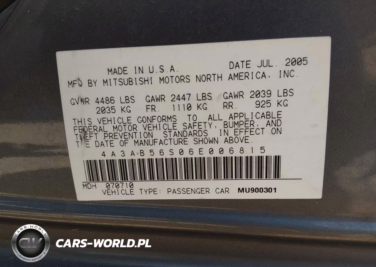2006 Mitsubishi Galant Ls VIN:4A3AB56S06E006815 - 9