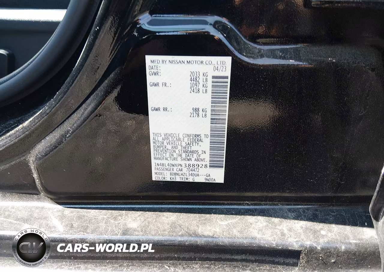 2023 Nissan Altima Sv Intelligent Awd VIN:1N4BL4DWXPN388928 - 9
