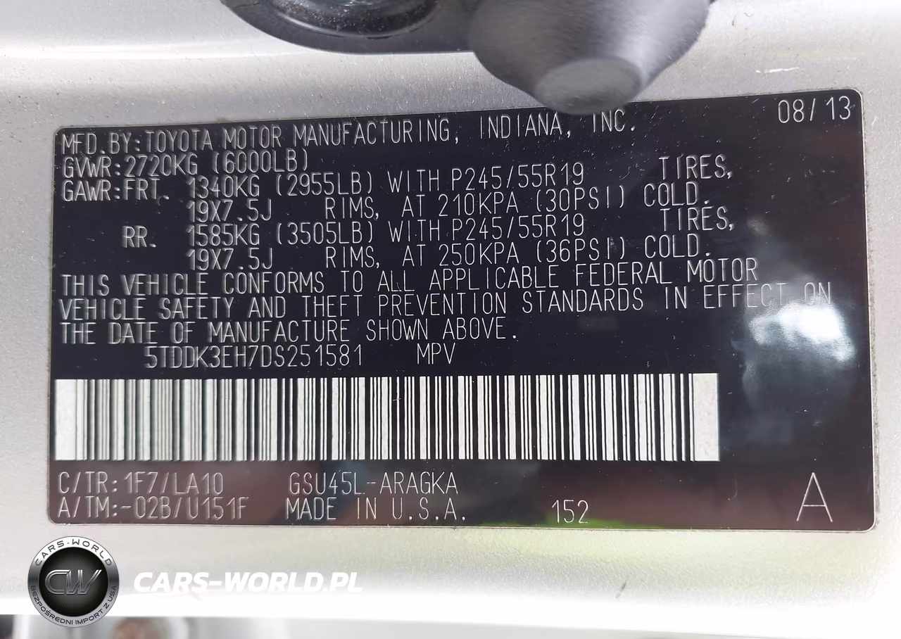 2013 Toyota Highlander Limited V6 VIN:5TDDK3EH7DS251581 - 9