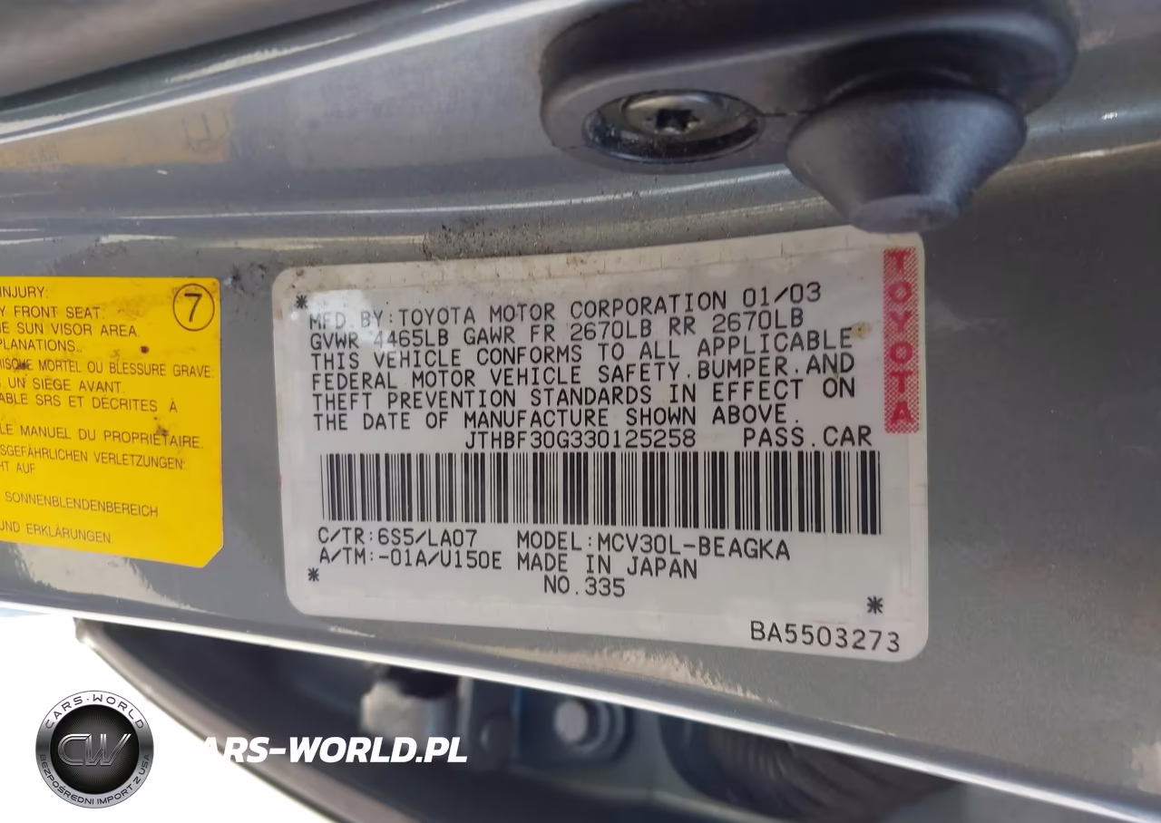 2003 Lexus Es 300 VIN:JTHBF30G330125258 - 9