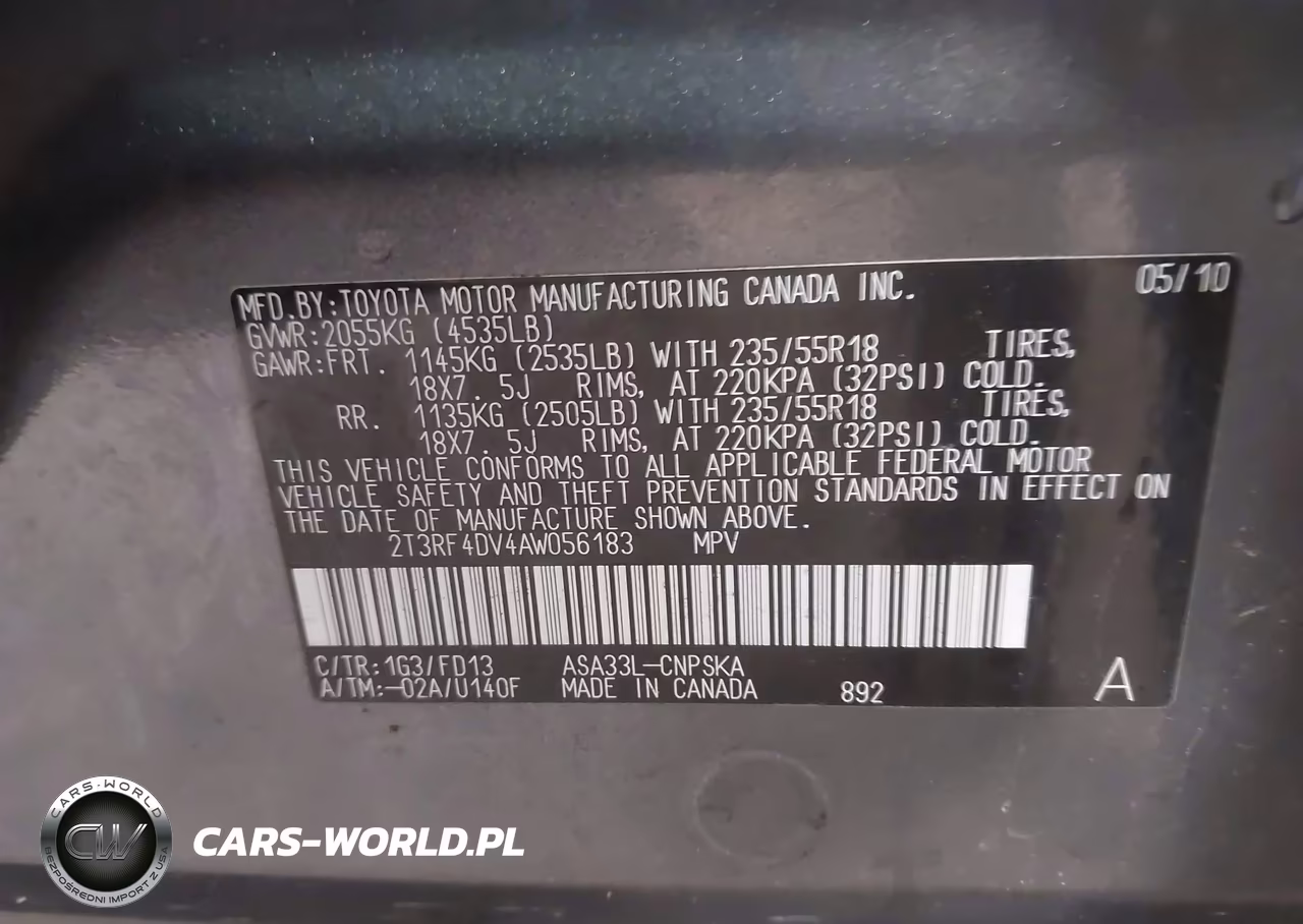 2010 Toyota Rav4 Sport VIN:2T3RF4DV4AW056183 - 9