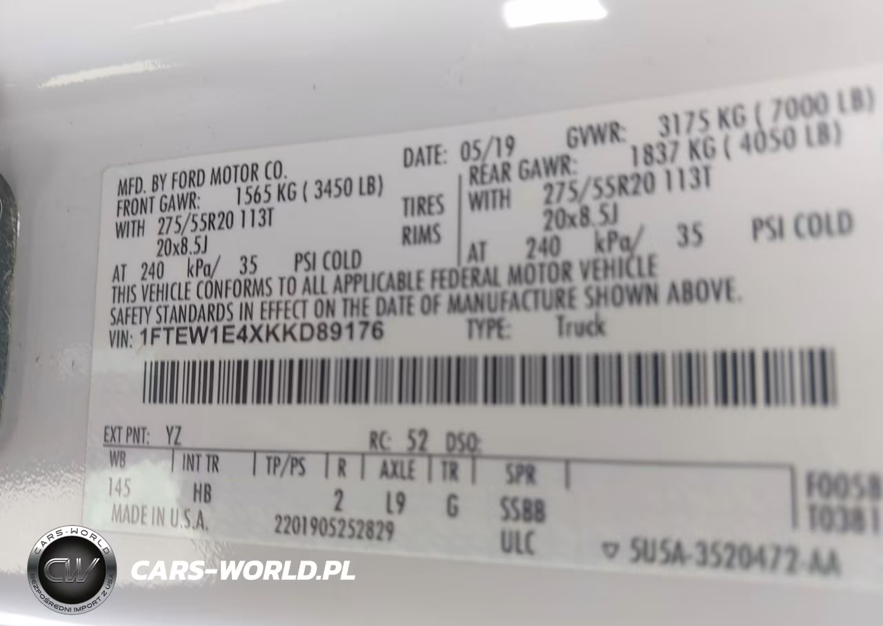 2019 Ford F-150 Lariat VIN:1FTEW1E4XKKD89176 - 9