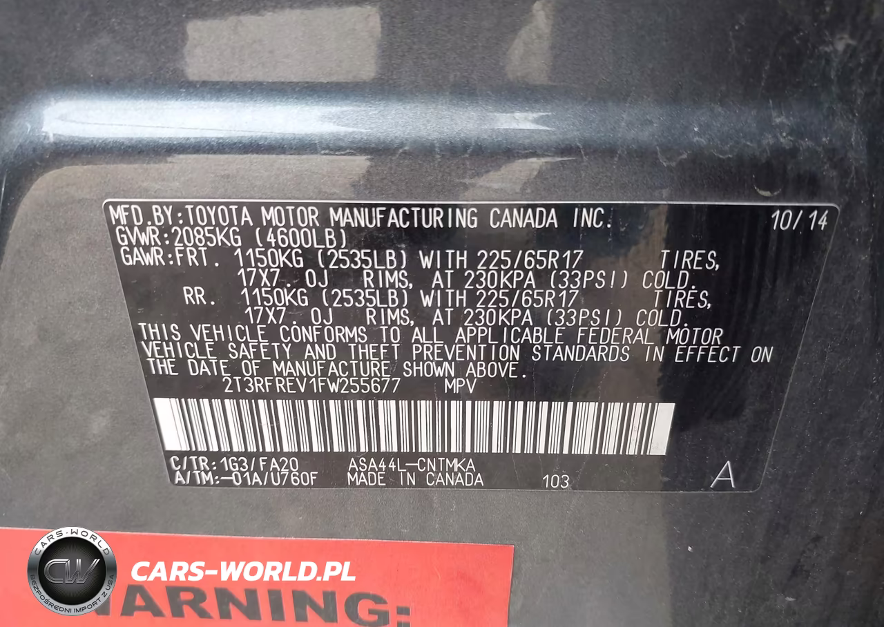 2015 Toyota Rav4 Xle VIN:2T3RFREV1FW255677 - 9