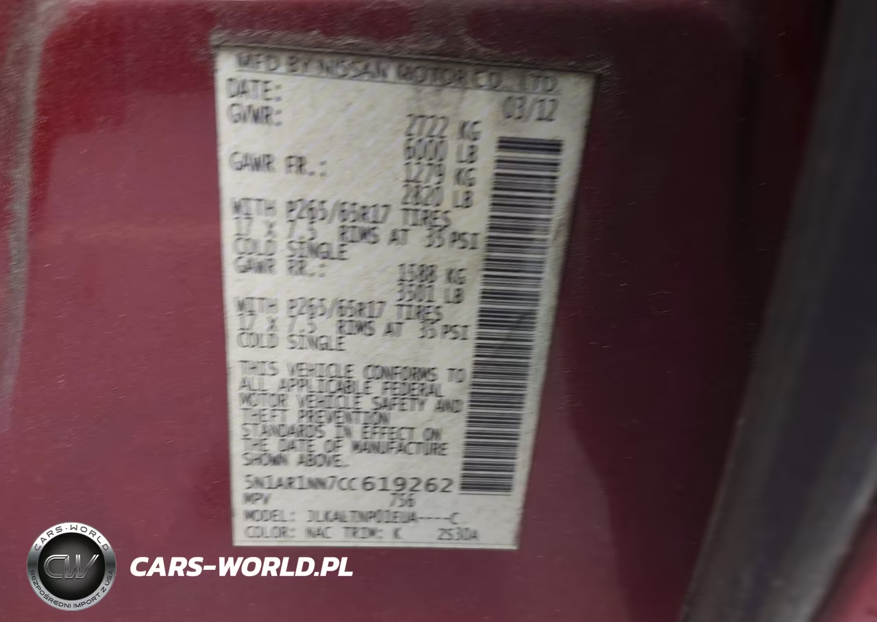 2012 Nissan Pathfinder Sv VIN:5N1AR1NN7CC619262 - 9