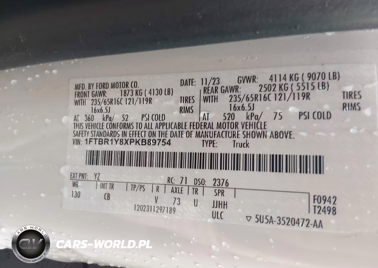 2023 Ford Transit-250 VIN:1FTBR1Y8XPKB89754 - 9