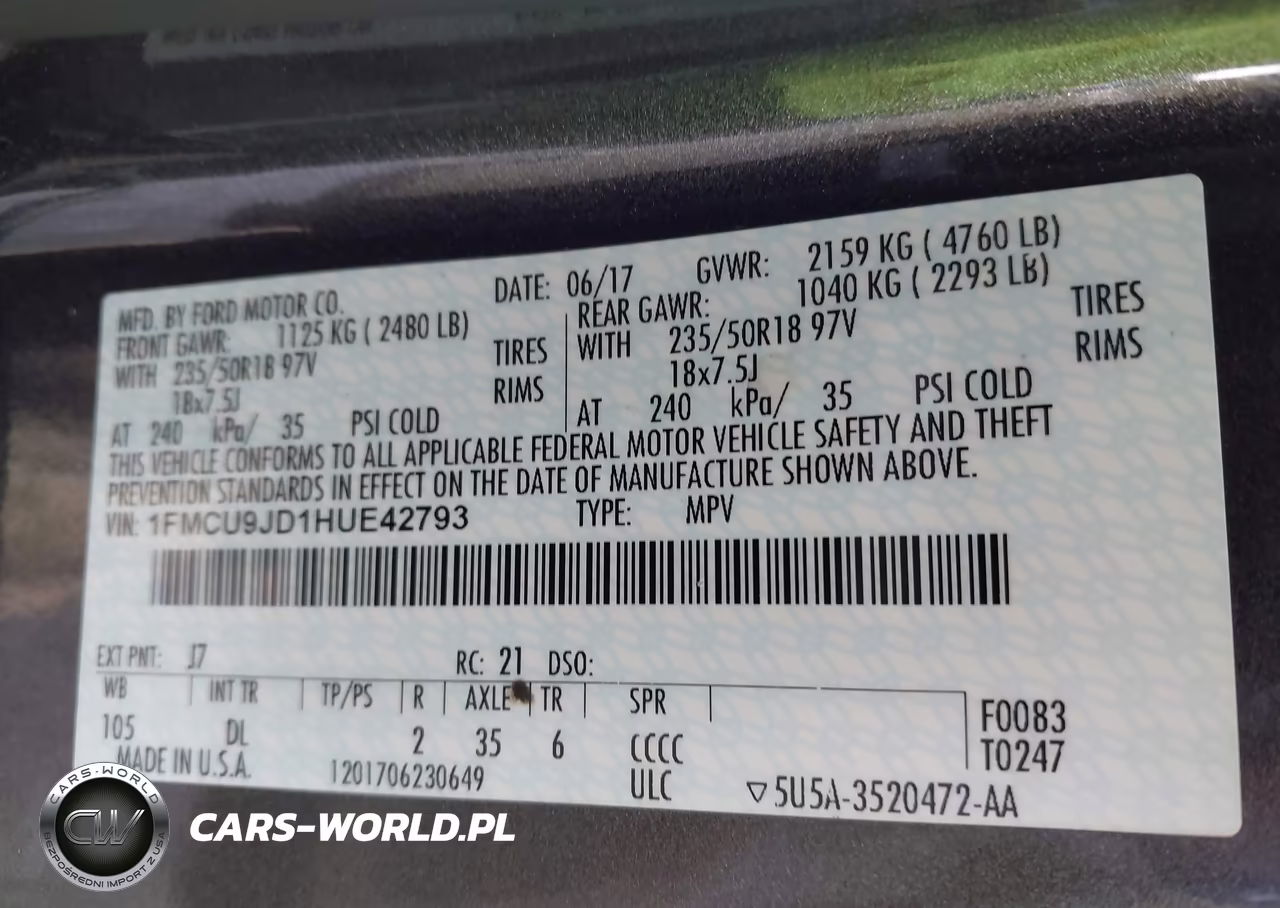 2017 Ford Escape Titanium VIN:1FMCU9JD1HUE42793 - 9