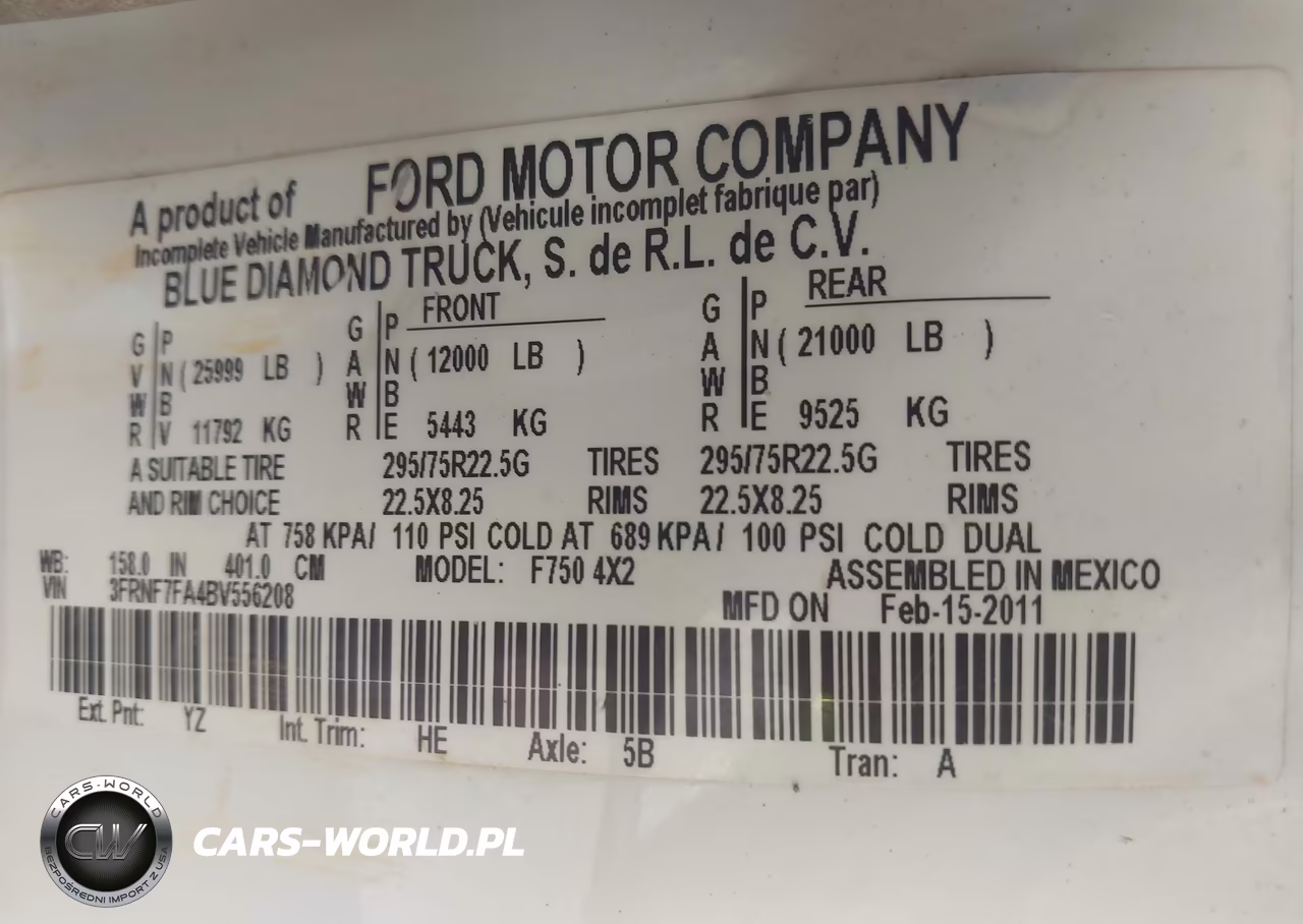 2011 Ford F-750 Xl-Xlt VIN:3FRNF7FA4BV556208 - 8