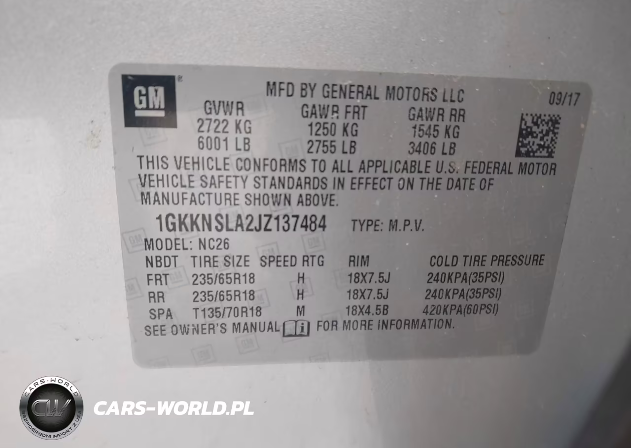 2018 GMC Acadia Sle-2 VIN:1GKKNSLA2JZ137484 - 9