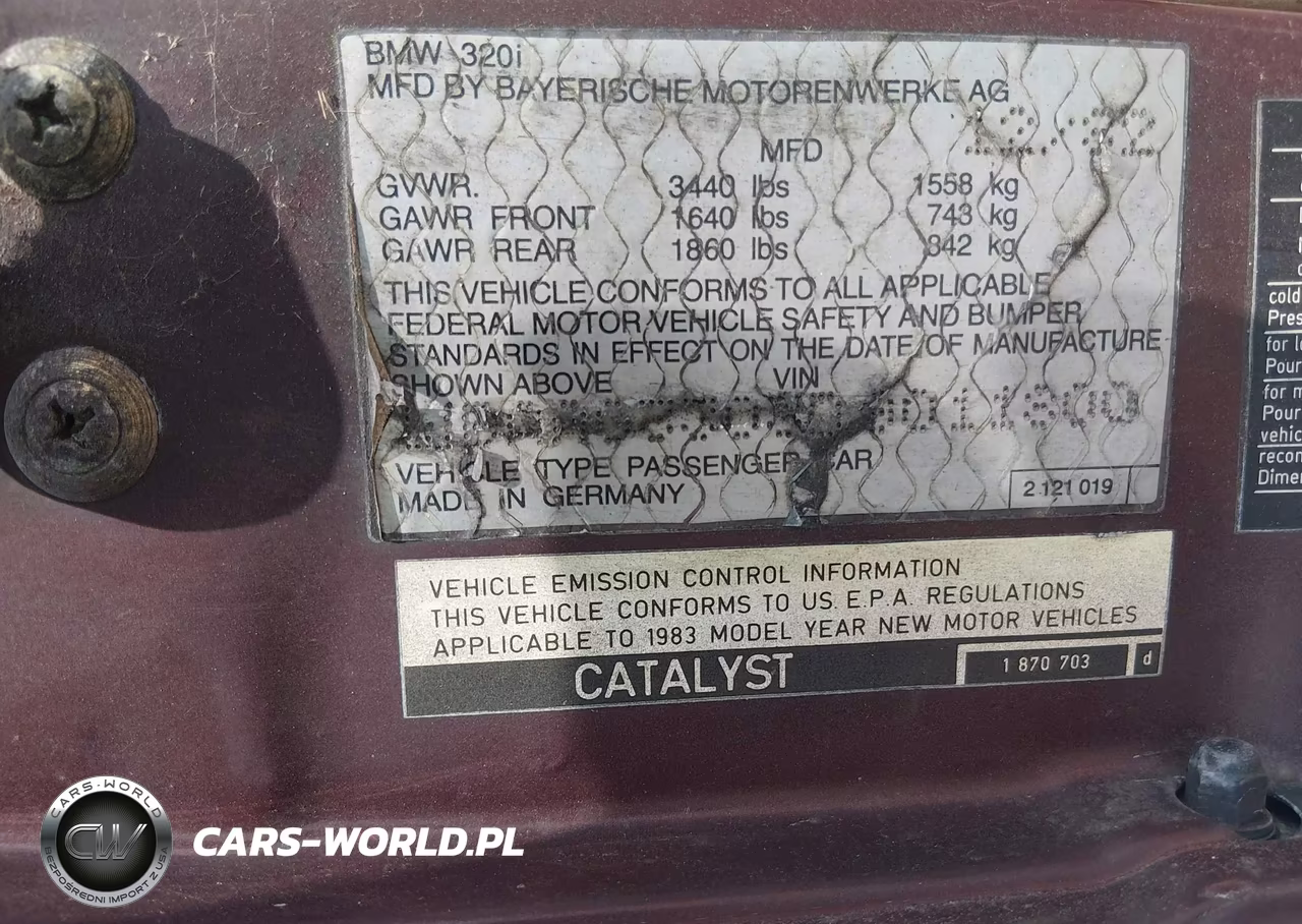 1983 BMW 320 I VIN:WBAAG3303D9011800 - 9