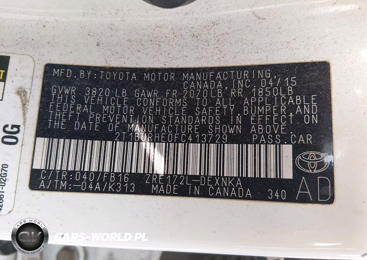 2015 Toyota Corolla Le VIN:2T1BURHE0FC413729 - 9