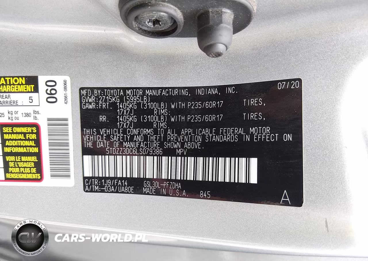 2020 Toyota Sienna L VIN:5TDZZ3DC6LS079386 - 9