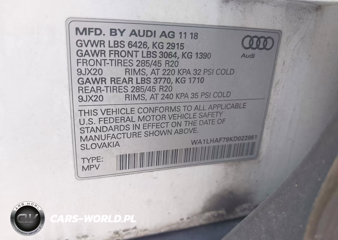 2019 Audi Q7 45 Premium VIN:WA1LHAF79KD022861 - 9