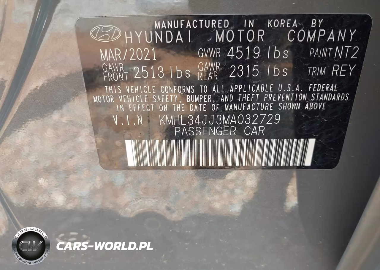 2021 HYUNDAI SONATA HYBRID VIN:KMHL34JJ3MA032729 - 9