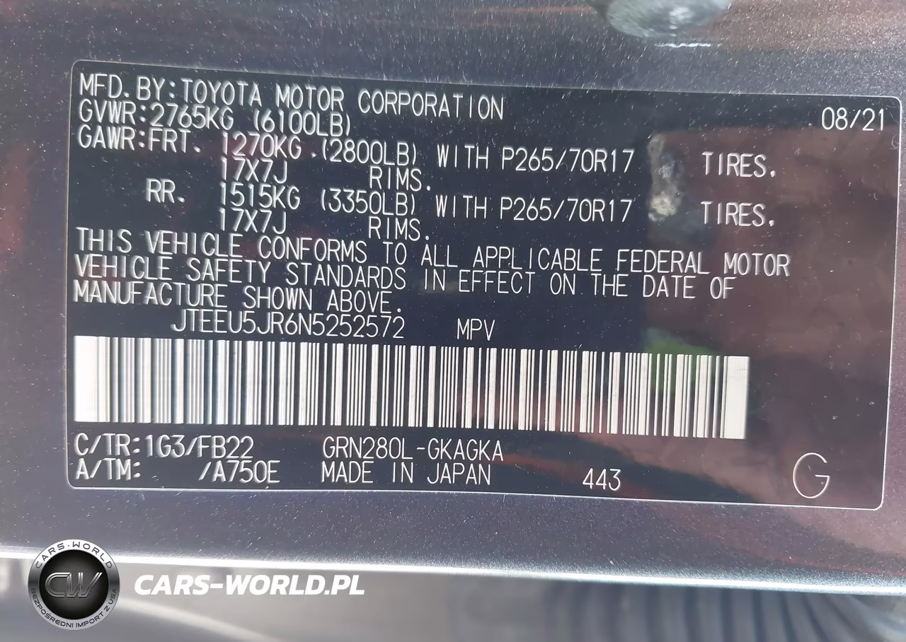 2022 Toyota 4Runner Sr5 VIN:JTEEU5JR6N5252572 - 9