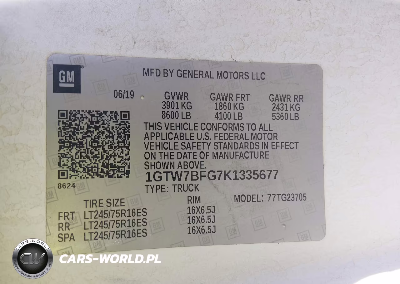 2019 GMC Savana 2500 Work Van VIN:1GTW7BFG7K1335677 - 9