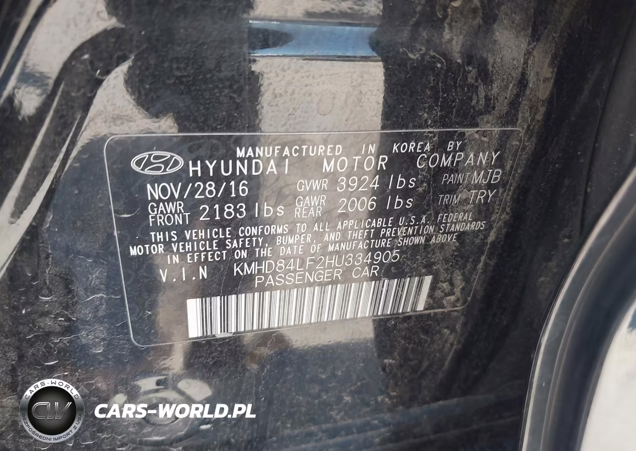 2017 Hyundai Elantra Limited VIN:KMHD84LF2HU334905 - 9