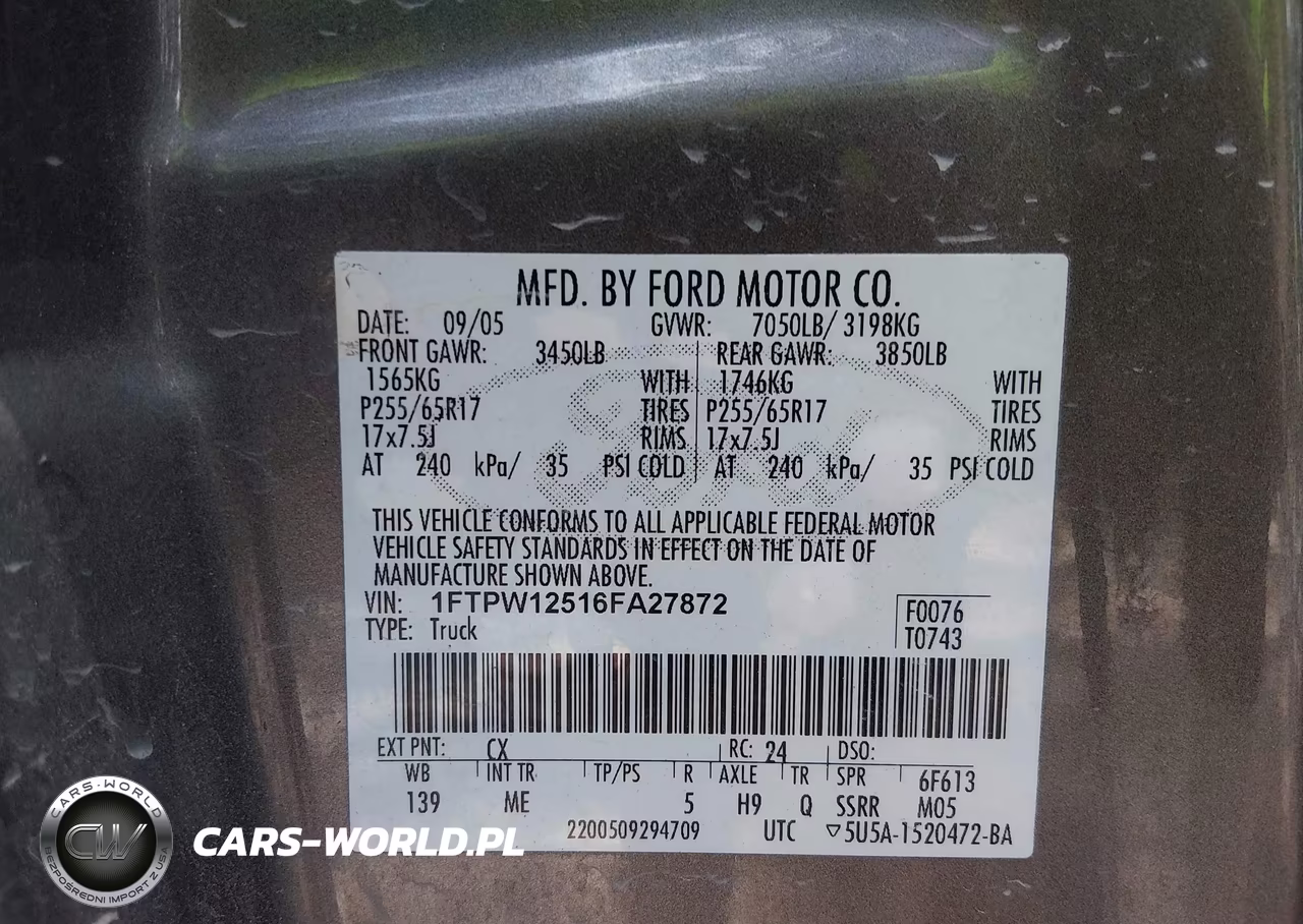 2006 Ford F-150 Lariat-Xlt VIN:1FTPW12516FA27872 - 9