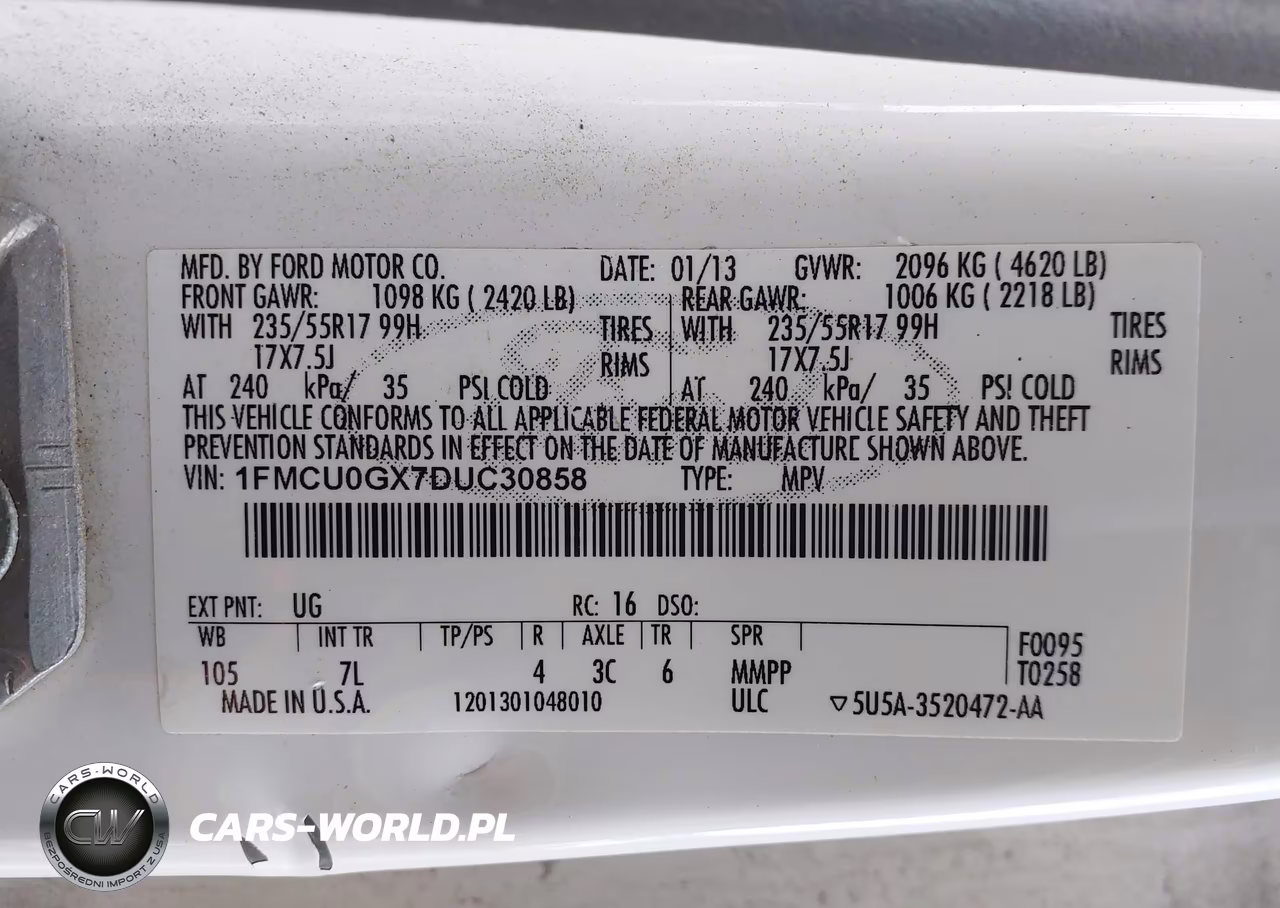 2013 Ford Escape Se VIN:1FMCU0GX7DUC30858 - 9