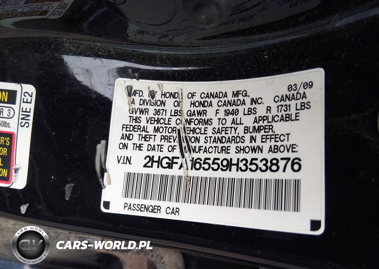 2009 Honda Civic Lx VIN:2HGFA16559H353876 - 9