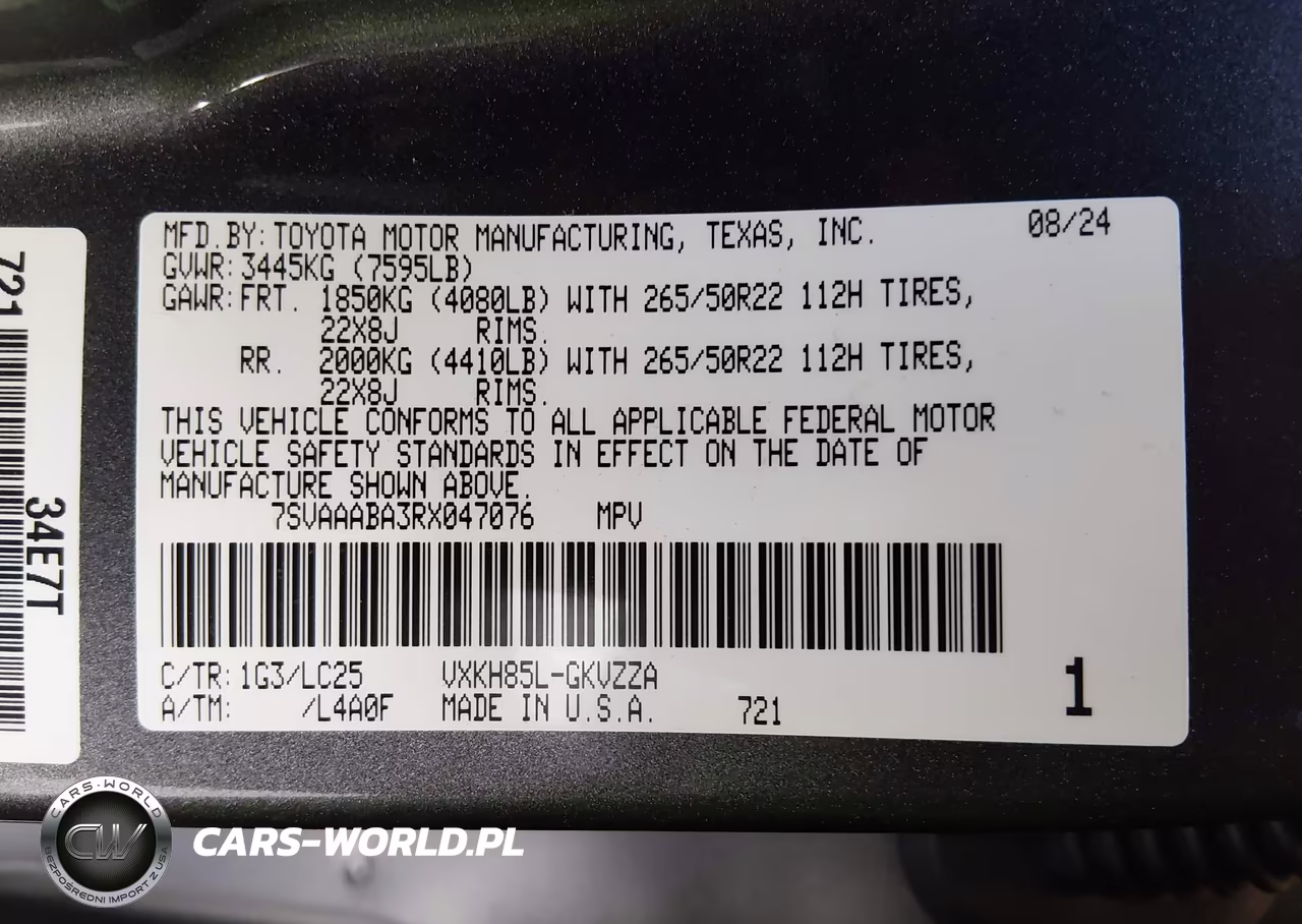 2024 Toyota Sequoia Capstone VIN:7SVAAABA3RX047076 - 9