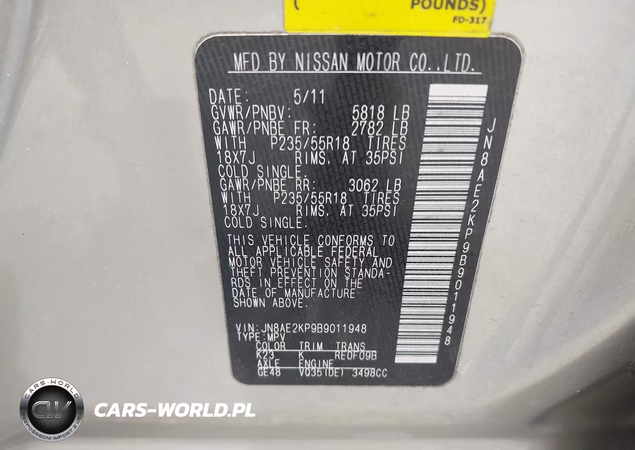 2011 Nissan Quest Le VIN:JN8AE2KP9B9011948 - 9