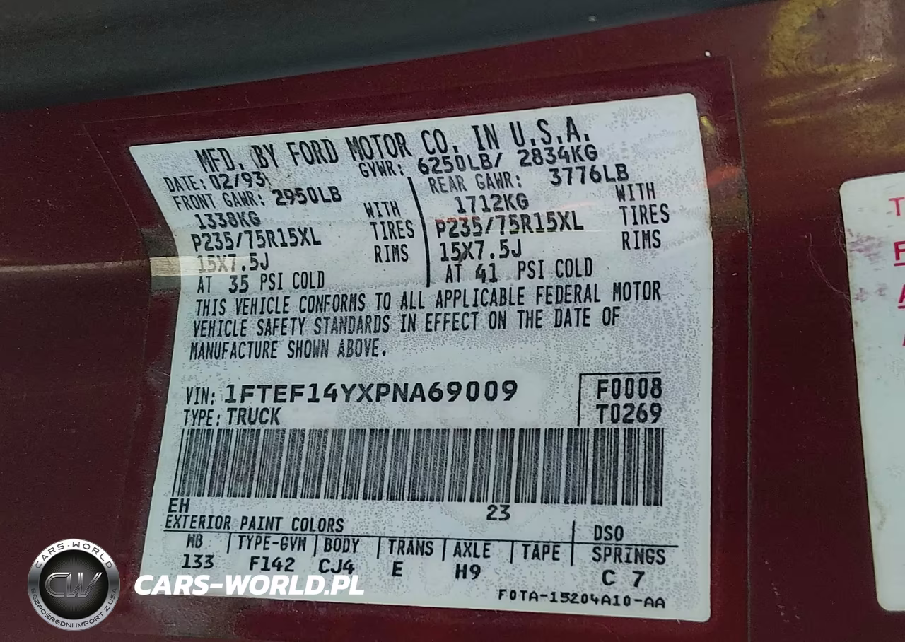 1993 Ford F150 VIN:1FTEF14YXPNA69009 - 9