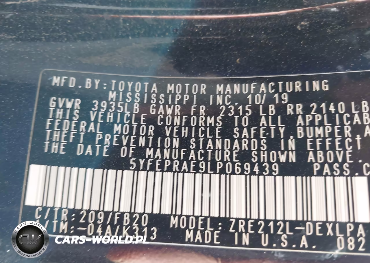 2020 Toyota Corolla Le VIN:5YFEPRAE9LP069439 - 9