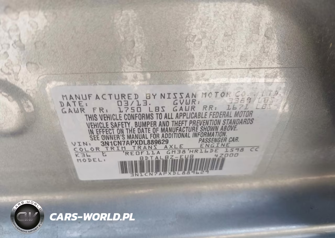2013 Nissan Versa 1.6 Sv VIN:3N1CN7APXDL889629 - 9