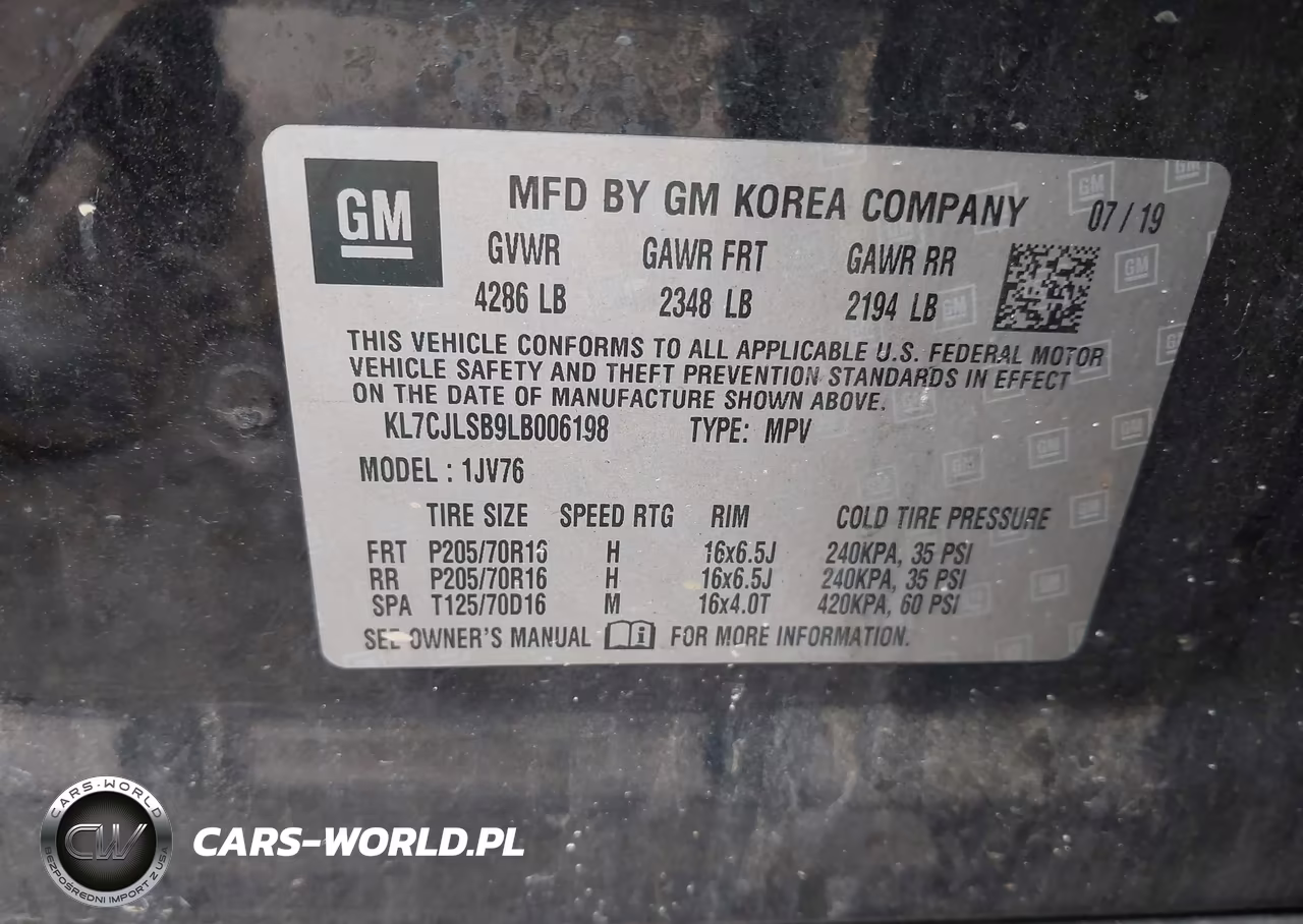 2020 Chevrolet Trax Fwd Lt VIN:KL7CJLSB9LB006198 - 9