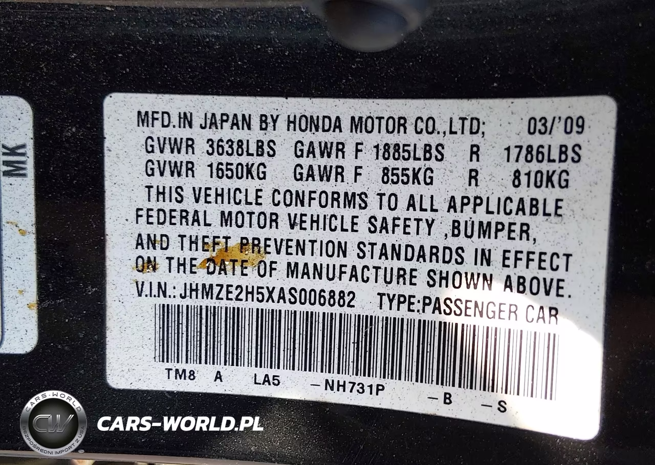 2010 Honda Insight Lx VIN:JHMZE2H5XAS006882 - 9