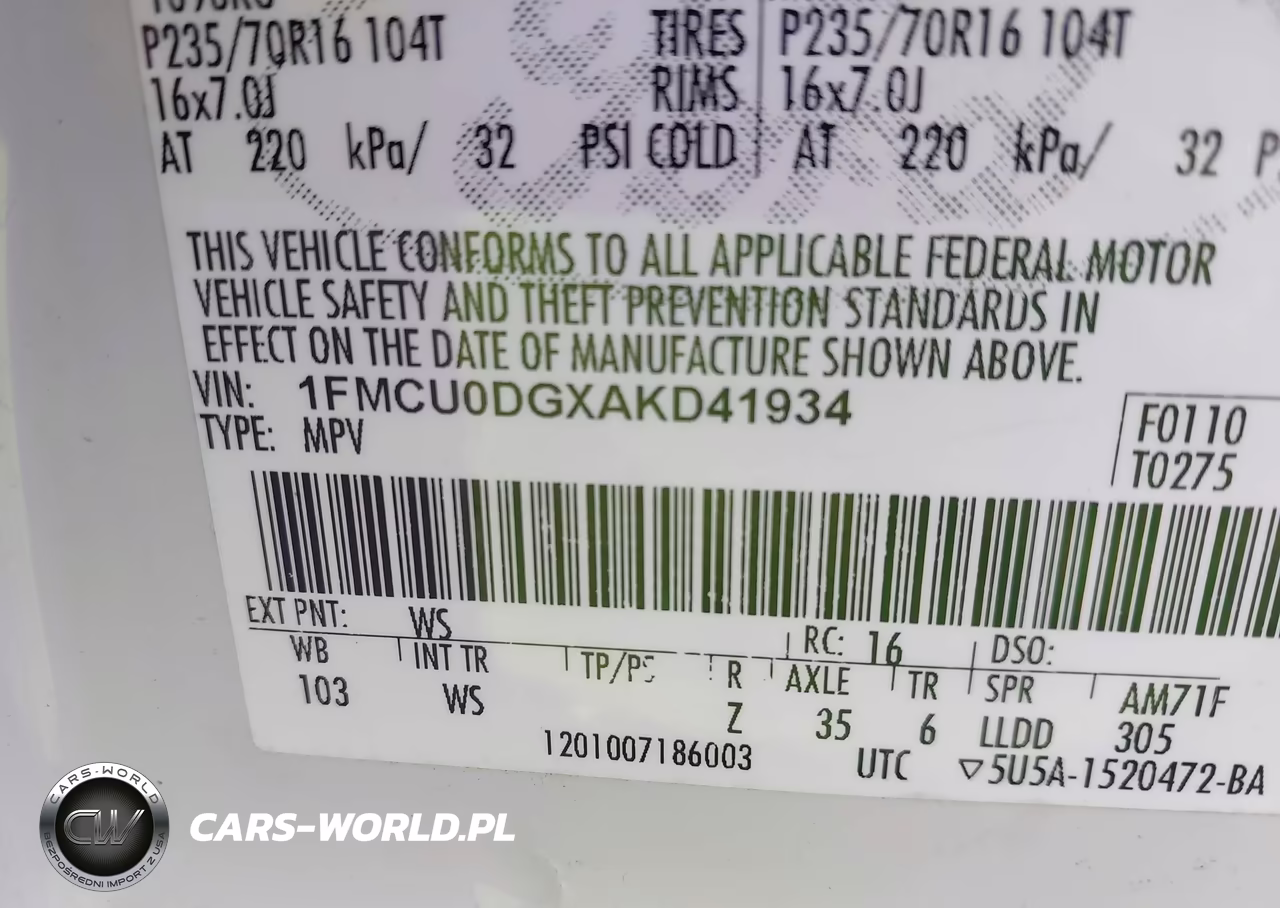 2010 Ford Escape Xlt VIN:1FMCU0DGXAKD41934 - 9