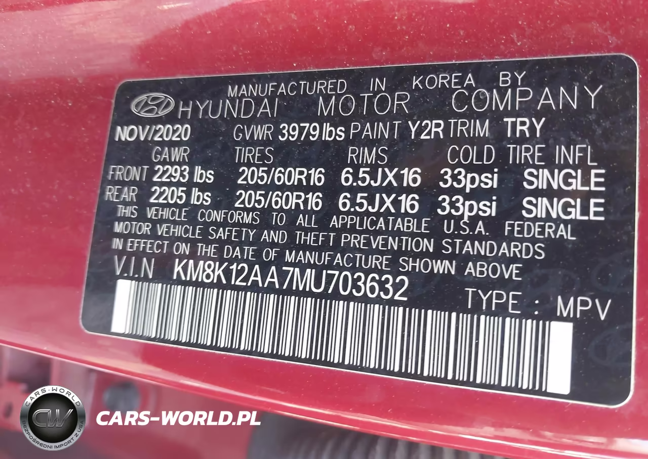 2021 Hyundai Kona Se VIN:KM8K12AA7MU703632 - 9