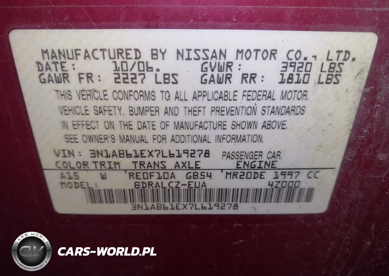 2007 Nissan Sentra 2.0 VIN:3N1AB61EX7L619278 - 9