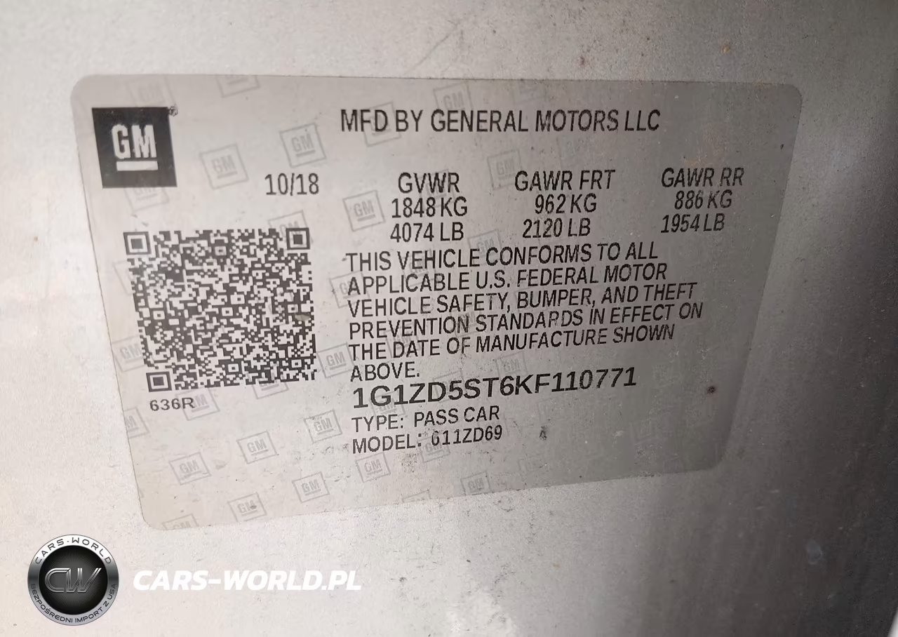 2019 Chevrolet Malibu Lt VIN:1G1ZD5ST6KF110771 - 9