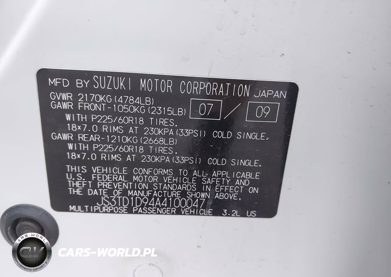 2010 Suzuki Grand Vitara Limited V6 VIN:JS3TD1D94A4100047 - 9