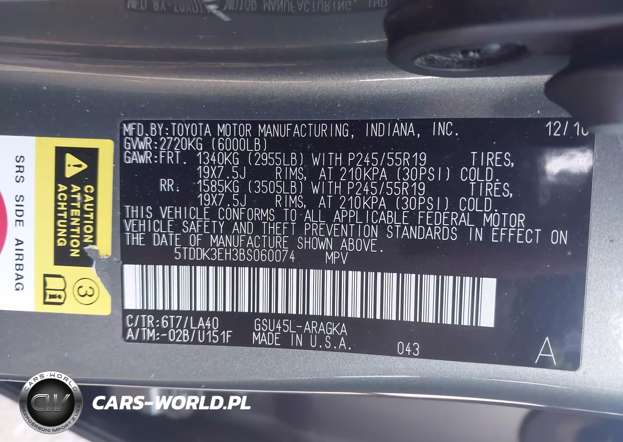 2011 Toyota Highlander Limited V6 VIN:5TDDK3EH3BS060074 - 9