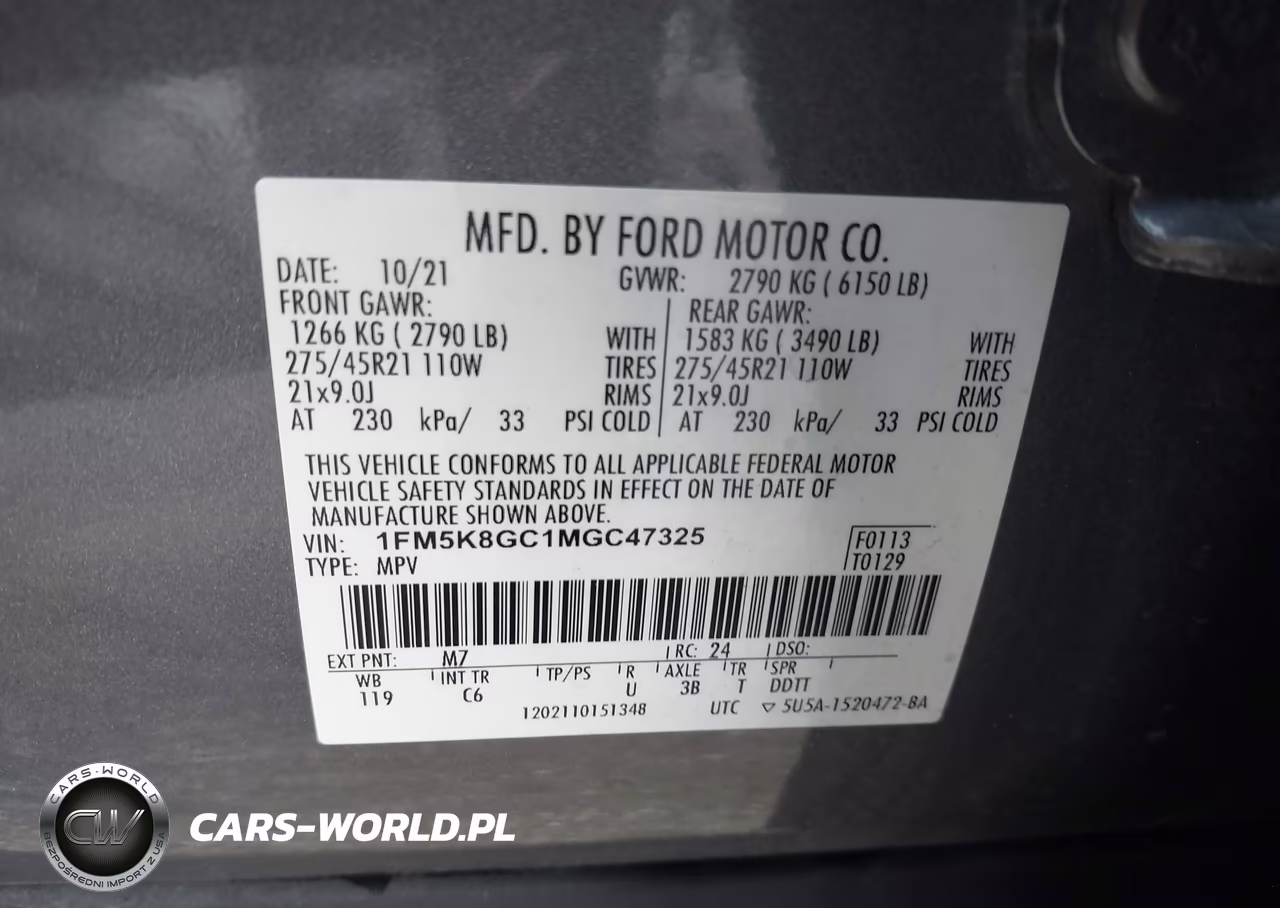 2021 Ford Explorer St VIN:1FM5K8GC1MGC47325 - 9